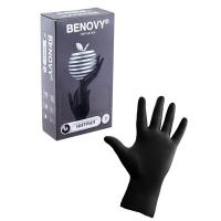 Купить перчатки одноразовые 100 шт m неопудренные черный нитрил "benovy" в Казани