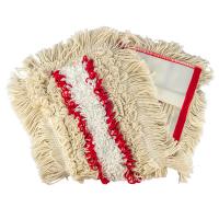 Купить насадка - моп (mop) для швабры 500х145мм плоская с карманами с красной полосой белая микрофибра "hunter" 1/50, 1 шт. в Казани
