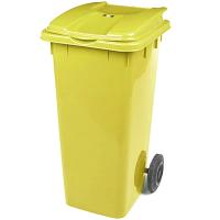 Купить бак мусорный прямоугольный 120л дхшхв 600х480х960 мм на колесах пластик желтый bora 1/1/3 в Казани
