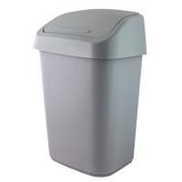 Купить контейнер мусорный прямоугольный 10 л маленький с качающейся крышкой серый пластиковый "proff" 1/6 в Казани