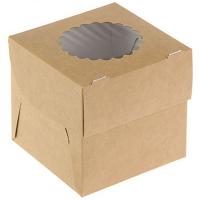 Купить коробка для пирожных дхшхв 100х100х100 мм с окном картон крафт gdc 1/25/250, 25 шт./упак в Казани