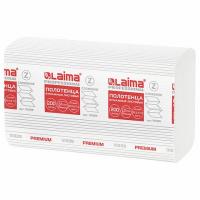 Купить полотенце бумажное листовое 2-сл 213х225 мм 200 лист/уп multifold-сложения h2 premium белое "laima" в Казани