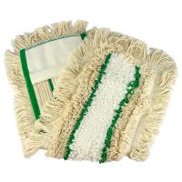 Купить насадка - моп (mop) для швабры 400х145мм плоская с карманами с зеленой полосой белая микрофибра "hunter" 1/75, 1 шт. в Казани