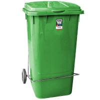 Купить бак мусорный прямоугольный 240л дхшхв 730х580х1050 мм на колесах с педалью пластик зеленый bora 1/3, 1 шт. в Казани