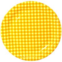 Купить тарелка бумажная d260 мм с дизайном клетка желтая картон papstar 1/20/360 в Казани