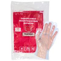 Купить перчатки одноразовые полиэтиленовые l 100 шт/уп 8 мкм прозрачные textop 1/100 в Казани