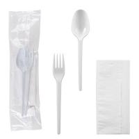Купить комплект №3 ложка столовая, вилка, салфетка белый, 500 шт./упак в Казани