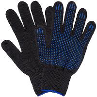 Купить перчатки рабочие 5 нитей с пвх (точка) хб черные 1/10/250, 1 шт. в Казани
