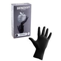 Купить перчатки одноразовые нитриловые xl 100 шт/уп черные "benovy" в Казани