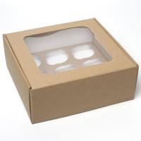 Купить коробка для пирожных дхшхв 250х170х100 мм с окном картон крафт gdc 1/25/150 в Казани