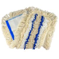 Купить насадка - моп (mop) для швабры 400х145 мм плоская с карманами с синей полосой (экстра прострочка) белая микрофибра "hunt`s" 1/75, 1 шт. в Казани