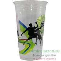 Купить стаканчик пластиковый 400мл d95 мм polarity pet прозрачный футбол huhtamaki 1/50/800 в Казани