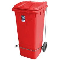 Купить бак мусорный прямоугольный 120л дхшхв 600х480х960 мм на колесах с педалью пластик красный bora 1/3, 1 шт. в Казани