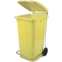 Купить бак мусорный прямоугольный 120л дхшхв 600х480х960 мм на колесах с педалью пластик желтый bora 1/3 в Казани